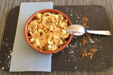 Le crumble à la banane au restaurant Sarah Beach