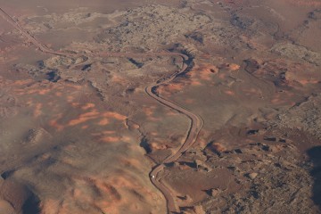 La plaine des Sables vue d'hélicoptère