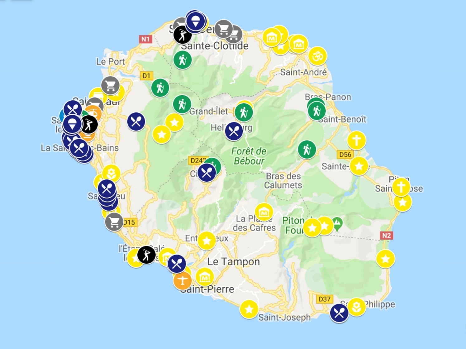 Carte de La Réunion - L'ile aux trésors