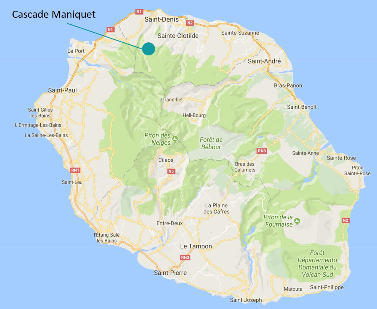 Localisation cascade à la Réunion