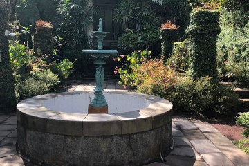 Jardin de la maison folio avec la fontaine