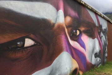 Mur peint par l'artiste Méo à Cilaos